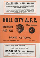 Hull City v Banik Ostrava 29-Sep-1959