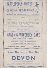 Hartlepools United v Barnsley 06-Feb-1954