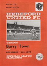 Hereford United v Barry Town 13-Nov-1974
