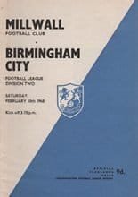 Millwall v Birmingham City 10-Feb-1968