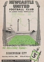 Newcastle United v Birmingham City 24-Dec-1960
