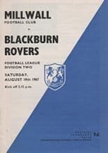 Millwall v Blackburn Rovers 19-Aug-1967