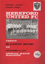 Hereford United v Blackburn Rovers 01-Sep-1973