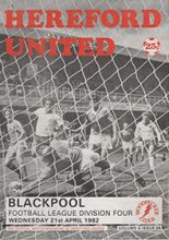 Hereford United v Blackpool 21-Apr-1982