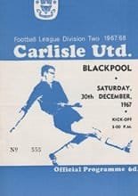 Carlisle United v Blackpool 30-Dec-1967