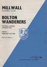 Millwall v Bolton Wanderers 16-Feb-1968