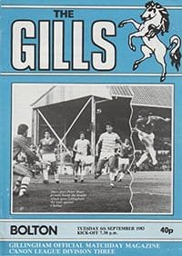 Gillingham v Bolton Wanderers 06-Sep-1983