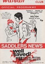 Walsall v Bolton Wanderers 08-Apr-1972