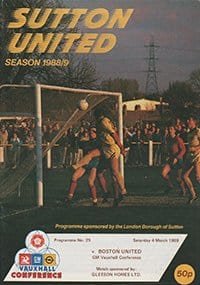 Sutton United v Cheltenham Town 19-Sep-1987