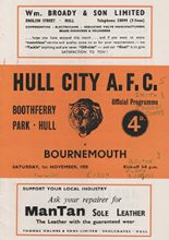 Hull City v Bournemouth and Boscombe Athletic 01-Nov-1958