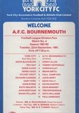 York City v AFC Bournemouth 22-Sep-1981
