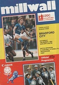 Millwall v Bradford City 10-Mar-1984