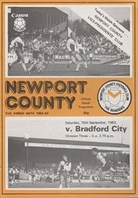 Newport County v Bradford City 10-Sep-1983