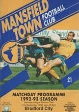 Mansfield Town v Bradford City 12-Sep-1992