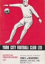 York City v Bradford City 26-Aug-1968