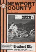 Newport County v Bradford City 29-Jan-1983