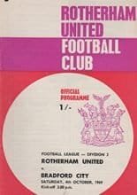 Rotherham United v Bradford City 04-Oct-1969