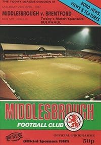 Middlesbrough v Brentford 25-Apr-1987