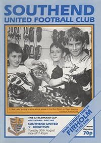 Southend United v Brighton and Hove Albion 30-Aug-1988