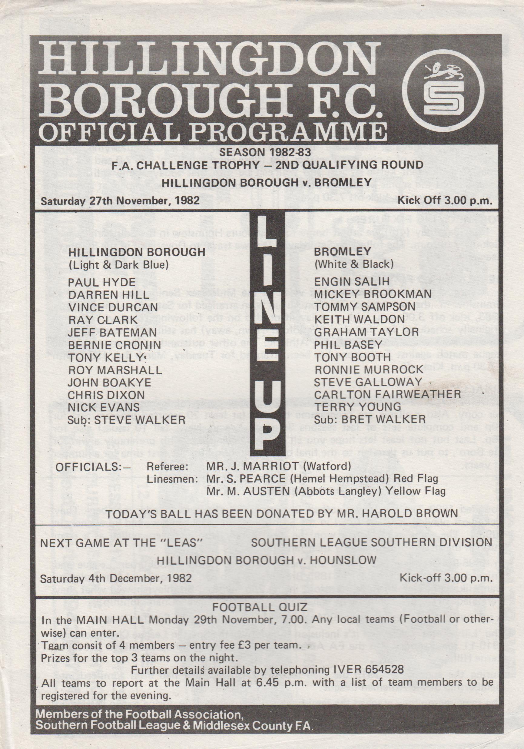 Hillingdon Borough v Bromley   27-Nov-1982