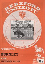 Hereford United v Burnley 04-Sep-1976
