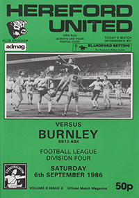Hereford United v Burnley 06-Sep-1986