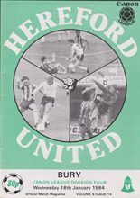 Hereford United v Bury 18-Jan-1984
