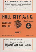 Hull City v Bury 25-Apr-1959