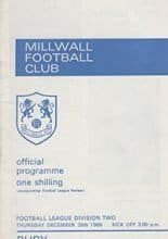 Millwall v Bury 26-Dec-1968