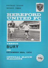 Hereford United v Bury 28-Dec-1974