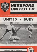 Hereford United v Bury 09-Dec-1972