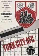 York City v Cambridge United 24-Feb-1974
