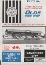 Dorchester Town v Cambridge City 07-Mar-1992