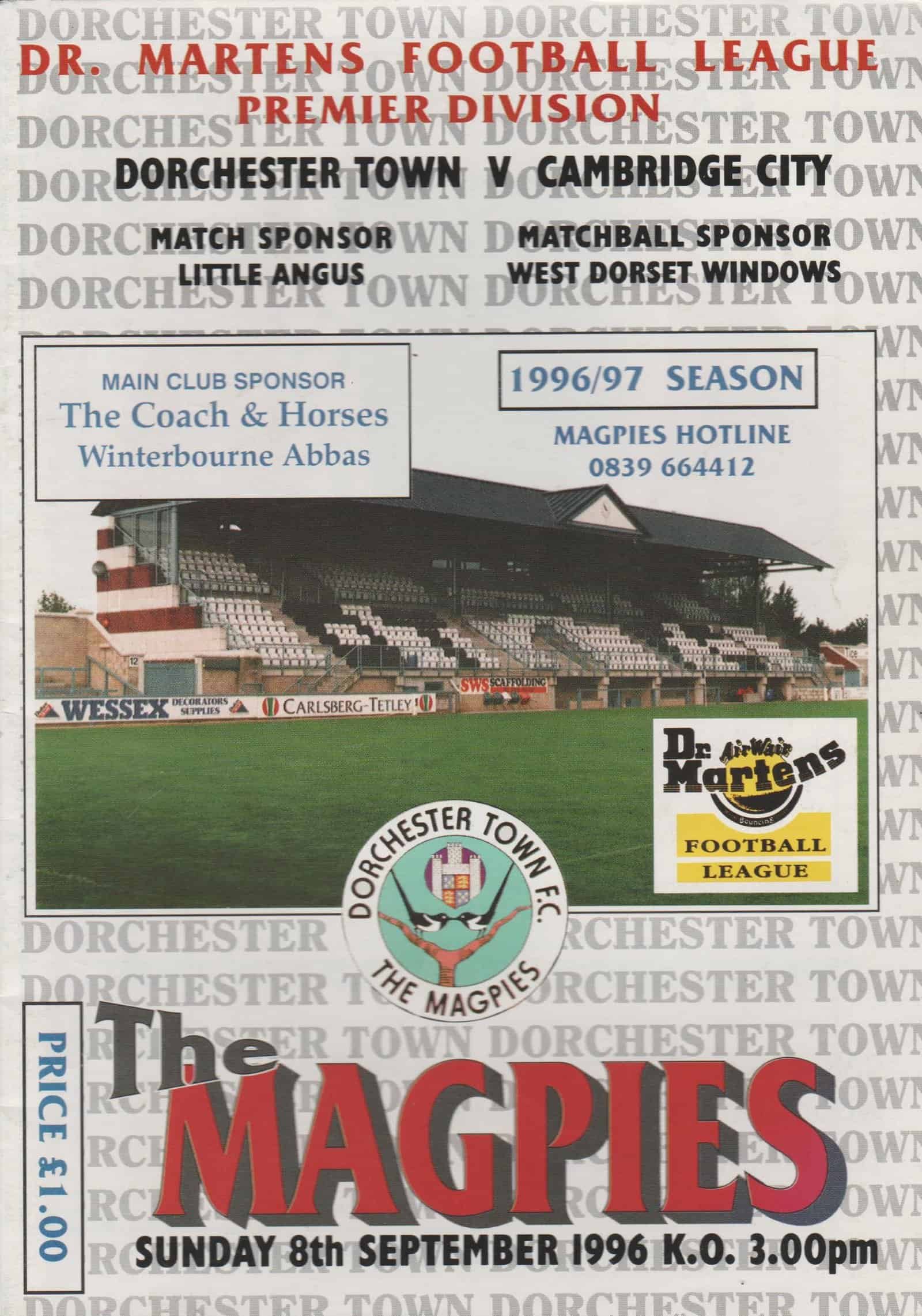 Dorchester Town v Cambridge City 08-Sep-1996