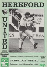 Hereford United v Cambridge United 03-Sep-1988