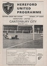 Hereford United v Canterbury City 29-Aug-1964