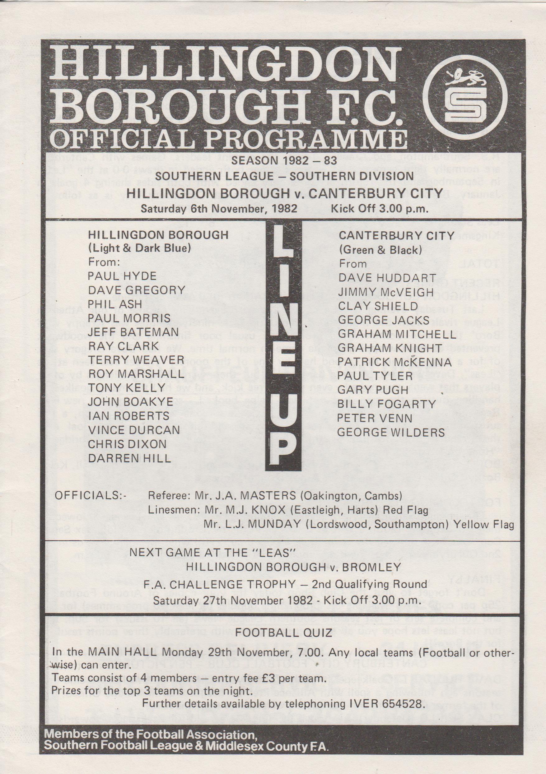 Hillingdon Borough v Canterbury City  06-Nov-1982