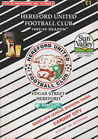 Hereford United v Cardiff City 13-Sep-1992