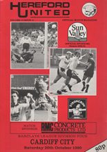 Hereford United v Cardiff City 20-Oct-1990