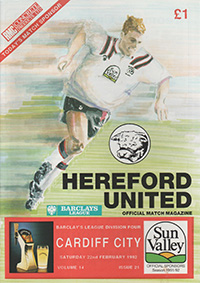Hereford United v Cardiff City 22-Feb-1992