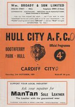 Hull City v Cardiff City 03-Oct-1959