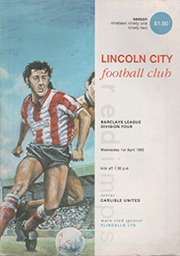 Lincoln City v Carlisle United 01-Apr-1992