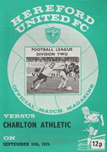 Hereford United v Charlton Athletic 18-Sep-1976