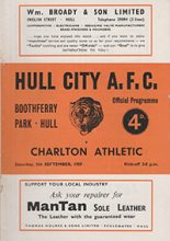 Hull City v Charlton Athletic 05-Sep-1959