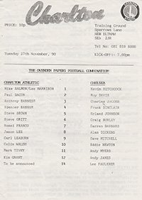 Charlton Athletic Reserves v Chelsea Reserves 27-Nov-1990