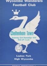 Wycombe Wanderers v Cheltenham Town  23-Nov-1974