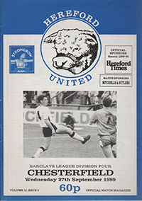 Hereford United v Chesterfield 27-Sep-1989