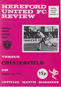 Hereford United v Chesterfield 08-Mar-1978