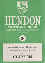 Hendon v Clapton 30-Mar-1968