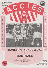 Hamilton Academical v Clydebank 21-Sep-1991